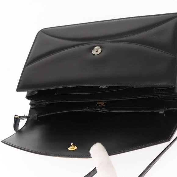 GUCCI Shoulder Bag Leather Vintage Black Gold Auth 146810 - Picture 7 of 16